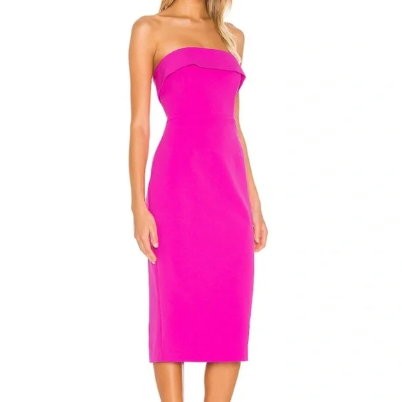 open lace back dress Hot Pink Bardot Style Midi Dress – AX Paris US
